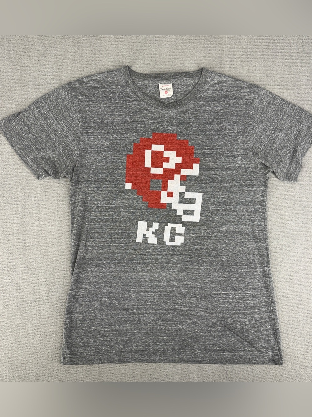 Kansas City Chiefs Mens M Shirt Heather Gray Tecmo Bowl Arrowhead Logo Tee USA